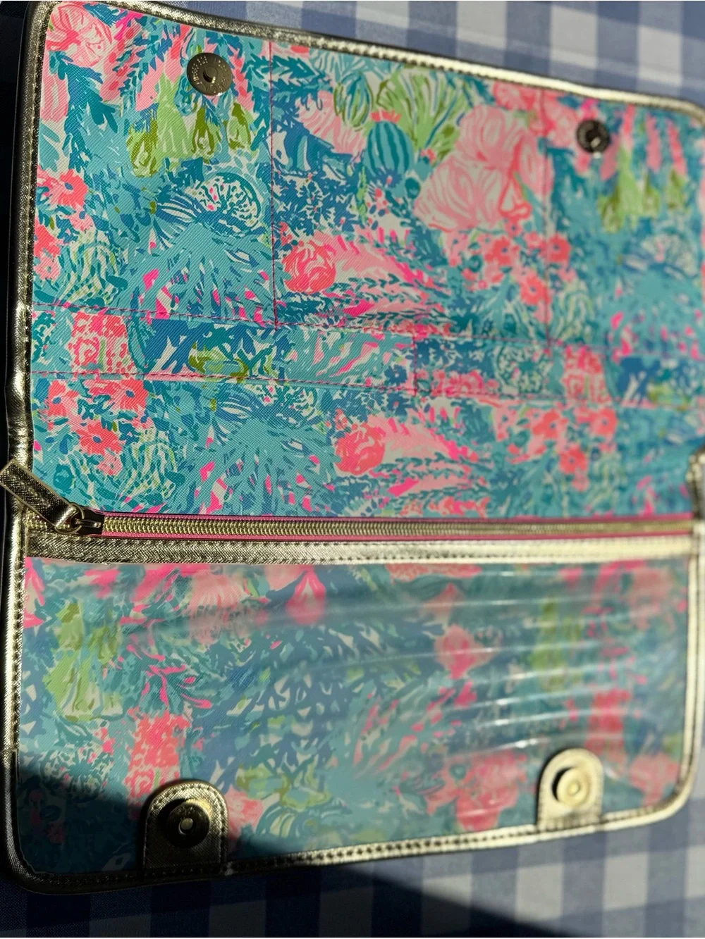 Lilly Pulitzer Pink, Aqua & Green Floral Jewelry Pouch